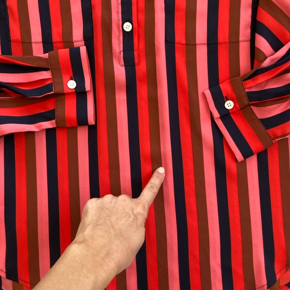 Ann Taylor Red & Black Stripe Button Front Blouse Size Small - Picture 12 of 14